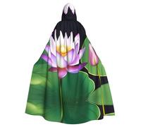 MJHKXLJ Magic Lotus Floral Prints Hooded Cloak for Halloween, Role-Playing, and Costume Parties