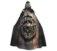 MJHKXLJ Magical Design Norse Runes Compass Prints Hooded Cloak for Halloween, Role-Playing, and Costume Parties