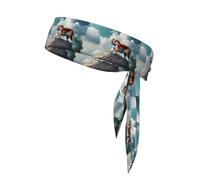 MJHKXLJ Majestic Tiger Resting on a Rock with Cloudy Sky Printed Sports Headscarf, Casual Headband, Elastic, Sweat Absorbing, Adjustable, Anti Slip