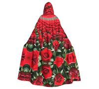 MJHKXLJ Many red roses Prints Hooded Cloak for Halloween, Role-Playing, and Costume Parties