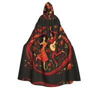 MJHKXLJ mexican salsa symbols Prints Hooded Cloak for Halloween, Role-Playing, and Costume Parties