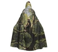 MJHKXLJ Monkey sitting on a tree Prints Hooded Cloak for Halloween, Role-Playing, and Costume Parties