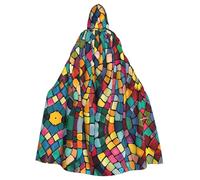 MJHKXLJ Mosaic Abstract Prints Hooded Cloak for Halloween, Role-Playing, and Costume Parties