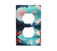 MJHKXLJ Mountain and Lake Printed Double Socket Wall Panel Electrical Socket Cover Plate Shatter Decoration Durable 4.5x2.76in