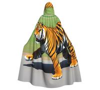 MJHKXLJ Mr. Dancing Tiger Prints Hooded Cloak for Halloween, Role-Playing, and Costume Parties