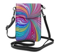 MJHKXLJ multicolored marbling Printed Ladies' mobile phone with leather foreskin, crossbody flip cover, small adjustable shoulder strap