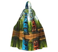 MJHKXLJ Mysterious Totems Prints Hooded Cloak for Halloween, Role-Playing, and Costume Parties