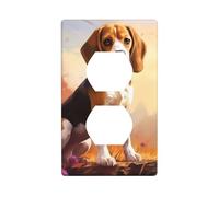 MJHKXLJ Nerdy Beagle Printed Double Socket Wall Panel Electrical Socket Cover Plate Shatter Decoration Durable 4.5x2.76in