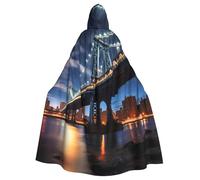 MJHKXLJ New York Manhattan Bridge Night Prints Hooded Cloak for Halloween, Role-Playing, and Costume Parties