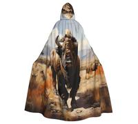 MJHKXLJ North American bison herd Prints Hooded Cloak for Halloween, Role-Playing, and Costume Parties