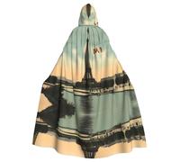 MJHKXLJ Paris Vintage Postcard Prints Hooded Cloak for Halloween, Role-Playing, and Costume Parties