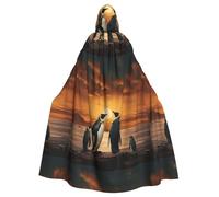 MJHKXLJ Penguin looking at the sky Prints Hooded Cloak for Halloween, Role-Playing, and Costume Parties