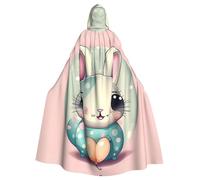 MJHKXLJ Pink cartoon bunny Prints Hooded Cloak for Halloween, Role-Playing, and Costume Parties