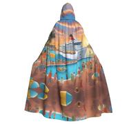 MJHKXLJ Pool Party Cruise Ship Prints Hooded Cloak for Halloween, Role-Playing, and Costume Parties