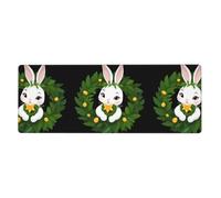 MJHKXLJ Rabbit Holding a Wreath Printed Extra Large Mouse pad Mousepad Computer Office Gaming Keyboard Thickened Version 12x31.5in