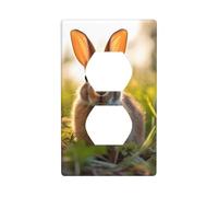 MJHKXLJ Rabbit in The Grass Printed Double Socket Wall Panel Electrical Socket Cover Plate Shatter Decoration Durable 4.5x2.76in