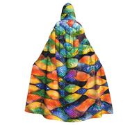 MJHKXLJ Rainbow Fish Scale Prints Hooded Cloak for Halloween, Role-Playing, and Costume Parties