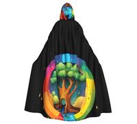 MJHKXLJ Rainbow in the tree hole Prints Hooded Cloak for Halloween, Role-Playing, and Costume Parties