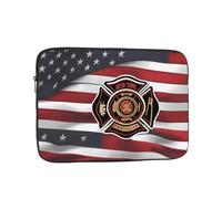 MJHKXLJ Red Stripe Firefighter USA Flag Prints Portable Laptop Sleeve Case 12 inch for Shockproof Protection and Lightweight Travel