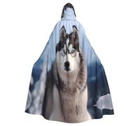 MJHKXLJ Siberian Husky Prints Hooded Cloak for Halloween, Role-Playing, and Costume Parties
