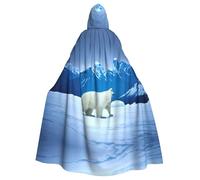 MJHKXLJ Snowy Mountain Polar Bear Prints Hooded Cloak for Halloween, Role-Playing, and Costume Parties