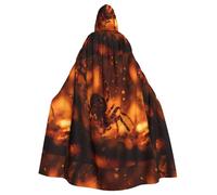 MJHKXLJ Spider in Flames Prints Hooded Cloak for Halloween, Role-Playing, and Costume Parties