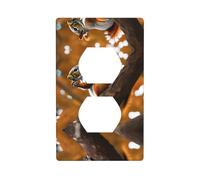 MJHKXLJ Squirrel in The Tree Printed Double Socket Wall Panel Electrical Socket Cover Plate Shatter Decoration Durable 4.5x2.76in