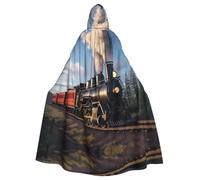 MJHKXLJ Steam Locomotive Train Prints Hooded Cloak for Halloween, Role-Playing, and Costume Parties