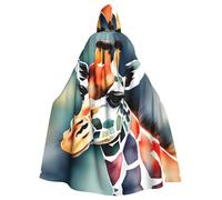 MJHKXLJ Stylish Animal Watercolor Giraffe Prints Hooded Cloak for Halloween, Role-Playing, and Costume Parties