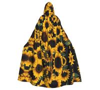 MJHKXLJ Sunflower on Black B Prints Hooded Cloak for Halloween, Role-Playing, and Costume Parties