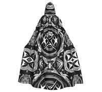 MJHKXLJ Supernatural Symbols Black Prints Hooded Cloak for Halloween, Role-Playing, and Costume Parties