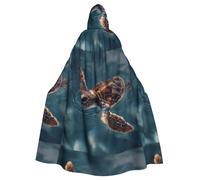 MJHKXLJ Swimming little turtle Prints Hooded Cloak for Halloween, Role-Playing, and Costume Parties