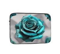 MJHKXLJ Teal Gray Rose Flower Prints Portable Laptop Sleeve Case 12 inch for Shockproof Protection and Lightweight Travel