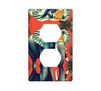 MJHKXLJ Tropical African Elephant Printed Double Socket Wall Panel Electrical Socket Cover Plate Shatter Decoration Durable 4.5x2.76in