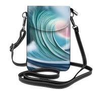 MJHKXLJ vast tsunami Printed Ladies' mobile phone with leather foreskin, crossbody flip cover, small adjustable shoulder strap