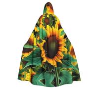 MJHKXLJ Weed with Sunflower Prints Hooded Cloak for Halloween, Role-Playing, and Costume Parties