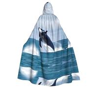 MJHKXLJ Whales at sea Prints Hooded Cloak for Halloween, Role-Playing, and Costume Parties