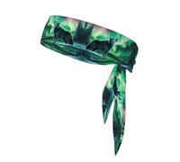 MJHKXLJ Wolves Howl in The Northern Lights Printed Sports Headscarf, Casual Headband, Elastic, Sweat Absorbing, Adjustable, Anti Slip