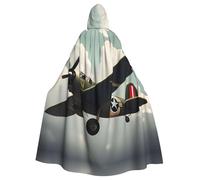 MJHKXLJ World War 2 Aircraft Airplane Prints Hooded Cloak for Halloween, Role-Playing, and Costume Parties