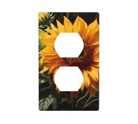 MJHKXLJ Yellow Sunflower on a Brown Background Printed Double Socket Wall Panel Electrical Socket Cover Plate Shatter Decoration Durable 4.5x2.76in
