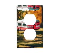 MJHKXLJ You Make Me Happy Camper Trailer Printed Double Socket Wall Panel Electrical Socket Cover Plate Shatter Decoration Durable 4.5x2.76in