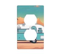 MJHKXLJ You Make Me Happy Camper Trailer Printed Double Socket Wall Panel Electrical Socket Cover Plate Shatter Decoration Durable 4.5x2.76in