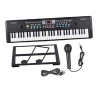 MJHYUGR Beginners Electronic Keyboard 61Key USB Electronic Organ Electric Pian Microphone Black Digital Music Electronic Keyboard Instrument Stereo Speaker