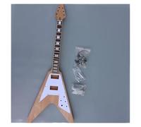 MJHYUGR One Color DIY Guitar Kit Flying V Style Electric Guitar Body Mahogany Rosewood 22 Fret 6 String Guitar Kit