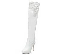 MJIASIAWA Platform Stiletto Heels Women Over The Knee Boots Winter Wedding Elegant High Heeled Pull On Warm Long Booty White Size 5 UK/39 Asian