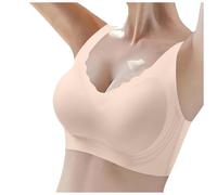 MJIQING Non Wired Bras for Women UK Sport Bras for Women Non Wired Push Up Bralettes Ladies Yoga Fitness Sport Bras Comfort Breathable Stretch Action Leisure Wirefree Bras for Female, Z05 Beige