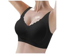 MJIQING Racer Back Bra Sport Bras for Women Non Wired Push Up Bralettes Ladies Yoga Fitness Sport Bras Comfort Breathable Stretch Action Leisure Wirefree Bras for Female, Z05 Black