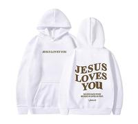 MJIQING white hoodie Women's Hoodies Jesus Loves You Printed Hooded Sweatshirts Winter Long Sleeve Warm Pullover Tops Casual Loose Jumpers Soft Comfortable Sweats