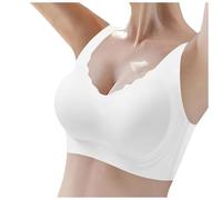 MJIQING Wireless Bras for Women UK Sport Bras for Women Non Wired Push Up Bralettes Ladies Yoga Fitness Sport Bras Comfort Breathable Stretch Action Leisure Wirefree Bras for Female, Z05 White