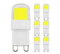 MJIUZHOU 6 Pack G9 LED Light Bulbs 3W Equivalent to 25W 20W Halogen Daylight White 6000k 300 Lumen CRI 83 220V 230V 360° Beam Angle Energy Saving JCD G9 Bi Pin Base COB Bulb